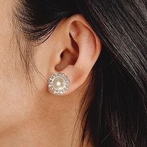 Rhinestone button earrings
